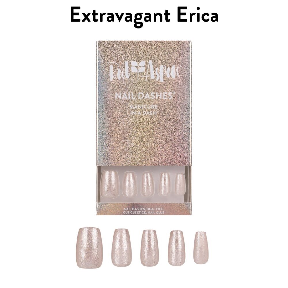 NEW Red Aspen Press-On Nail Medium Coffin Neutral Glitter